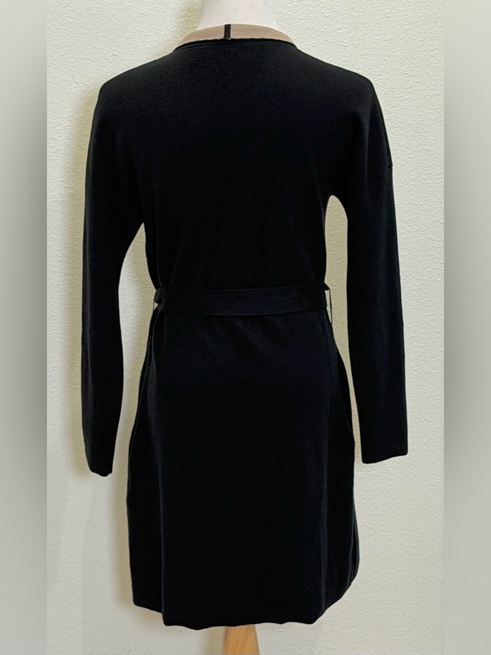 MM LaFleur O’Keeffe Sweater Coat Small Black Tan Wool Silk Cashmere Cardigan - Picture 6 of 10